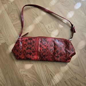Red Snakeskin Pattern Shoulder Bag